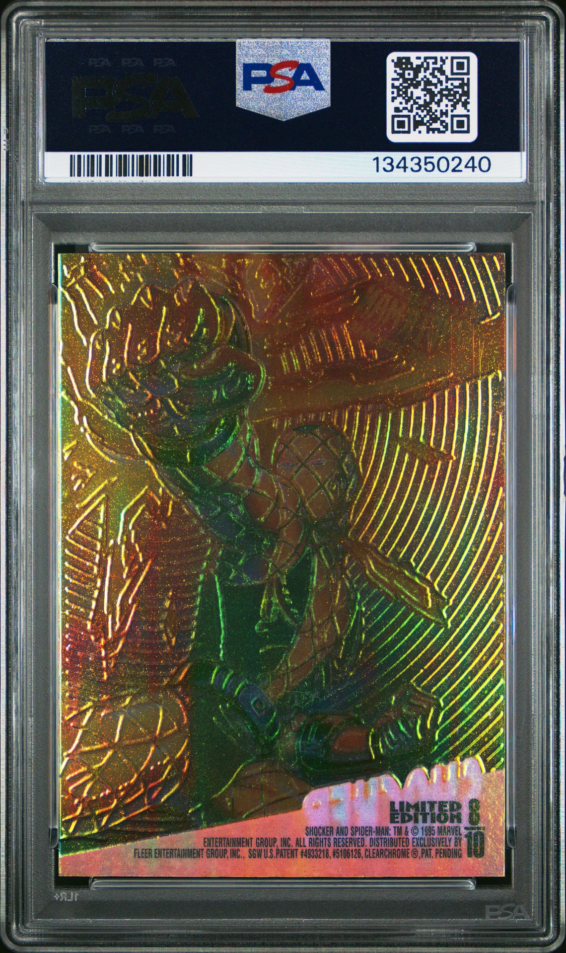 1995 Ultra Spider-Man Clearchrome Shocker #8 (Clearchrome) Mint 9 back