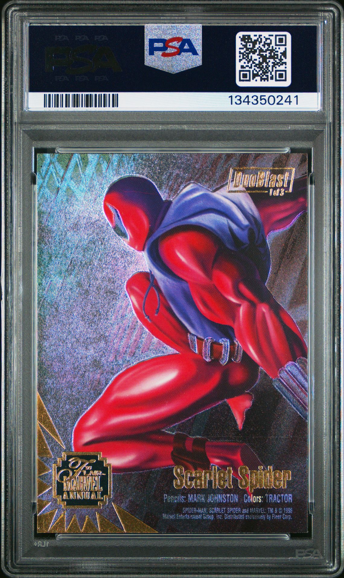1995 Flair '95 Marvel Annual Duoblast Spider-Man/Scarlet #1 (Marvel Annual Duoblast) Mint 9 back