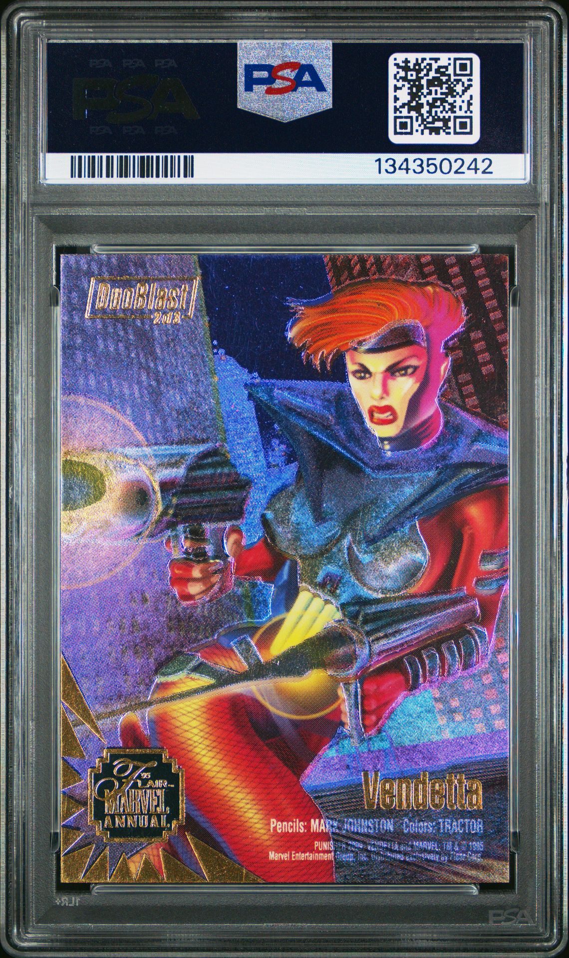 1995 Flair '95 Marvel Annual Duoblast Punisher '99/Vendetta #2 (Marvel Annual Duoblast) Mint 9 back