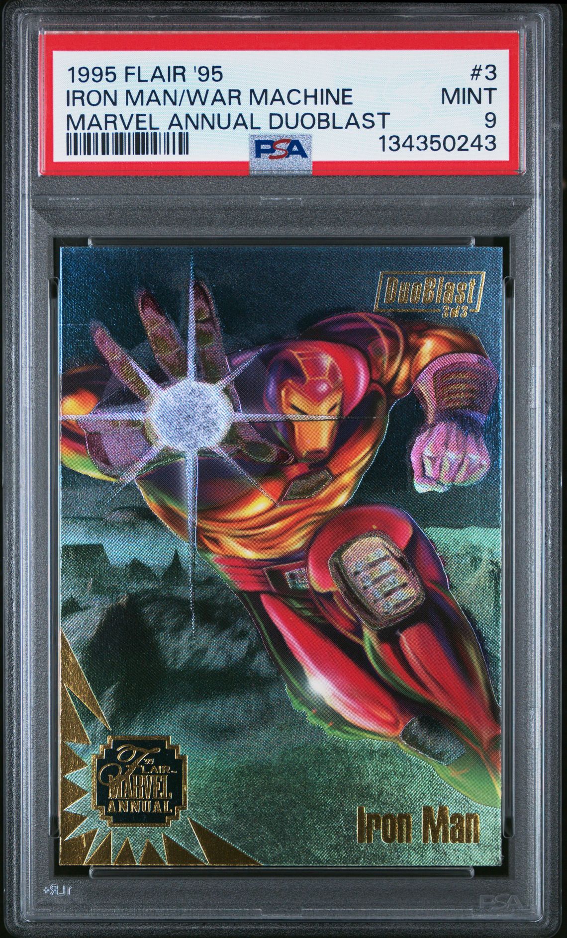 1995 Flair '95 Marvel Annual Duoblast Iron Man/War Machine #3 (Marvel Annual Duoblast) Mint 9 front