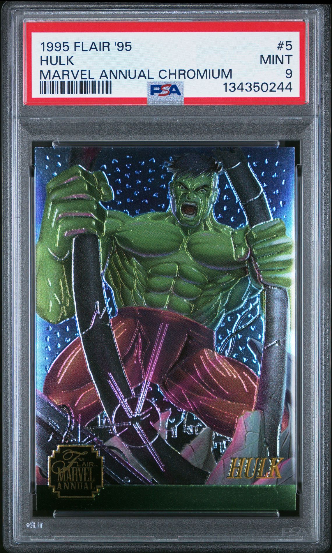1995 Flair '95 Marvel Annual Chromium Hulk #5 (Marvel Annual Chromium) Mint 9 front