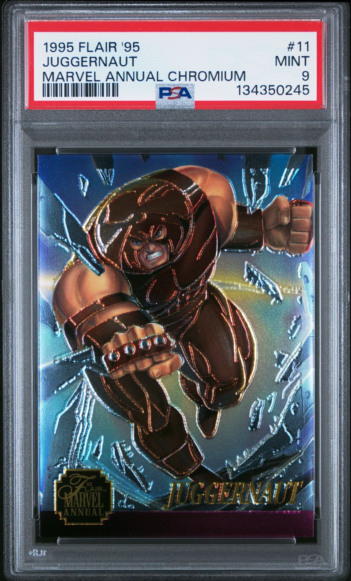 1995 Flair '95 Marvel Annual Chromium Juggernaut #11 (Marvel Annual Chromium) Mint 9 front