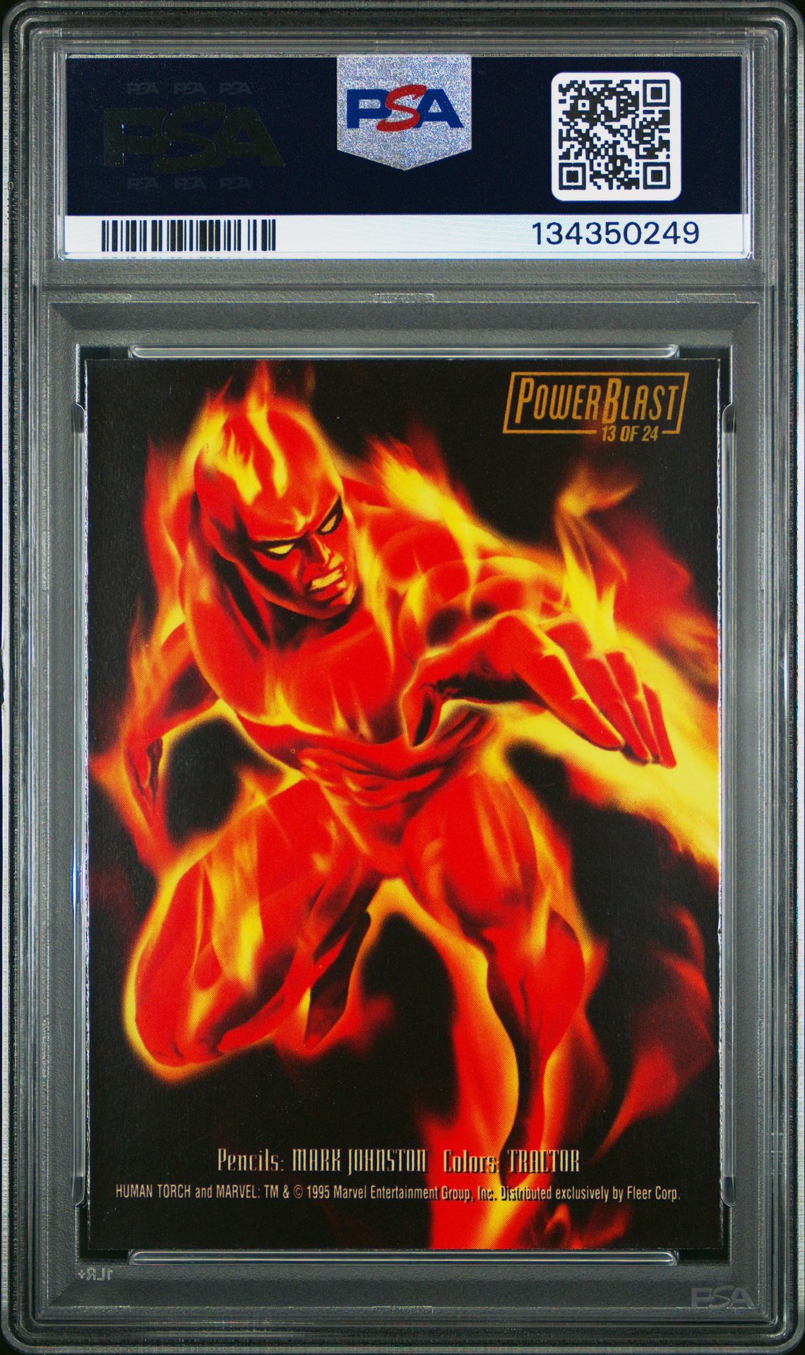 1995 Flair '95 Marvel Annual Powerblast Human Torch #13 (Marvel Annual Powerblast) Mint 9 back