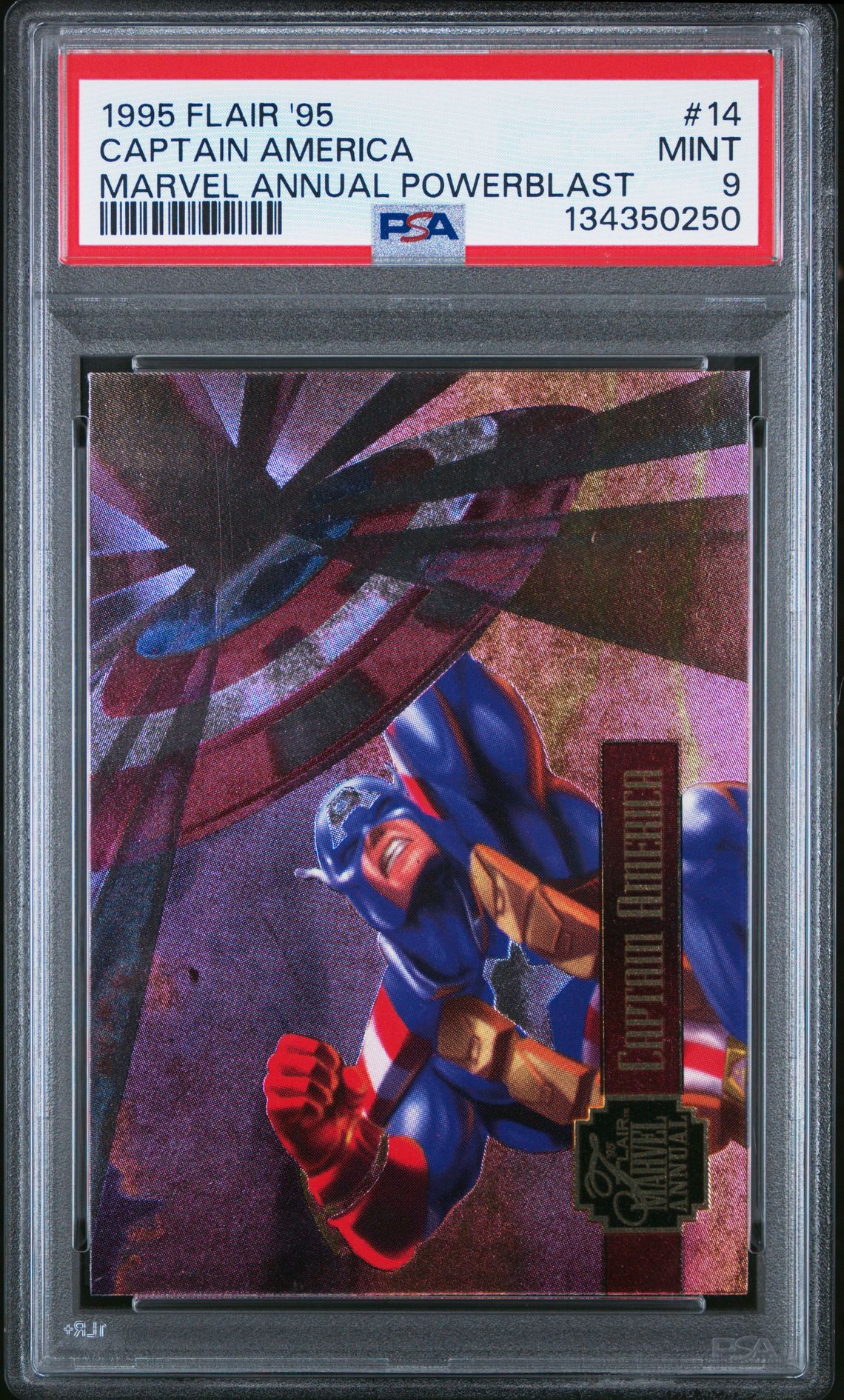 1995 Flair '95 Marvel Annual Powerblast Captain America #14 (Marvel Annual Powerblast) Mint 9 front