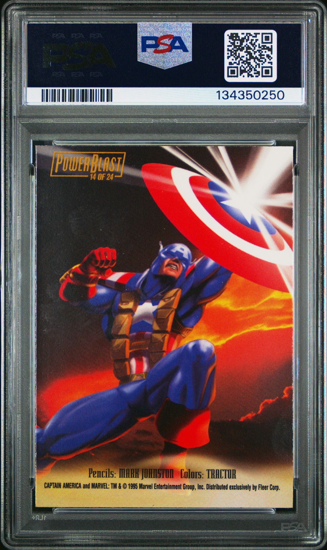 1995 Flair '95 Marvel Annual Powerblast Captain America #14 (Marvel Annual Powerblast) Mint 9 back