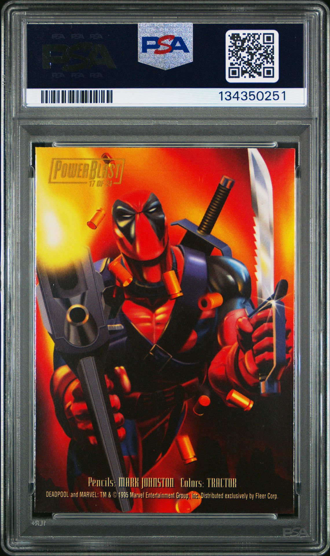 1995 Flair '95 Marvel Annual Powerblast Deadpool #17 (Marvel Annual Powerblast) Mint 9 back