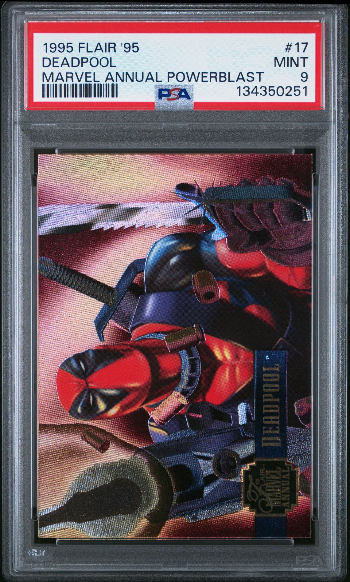 1995 Flair '95 Marvel Annual Powerblast Deadpool #17 (Marvel Annual Powerblast) Mint 9 front