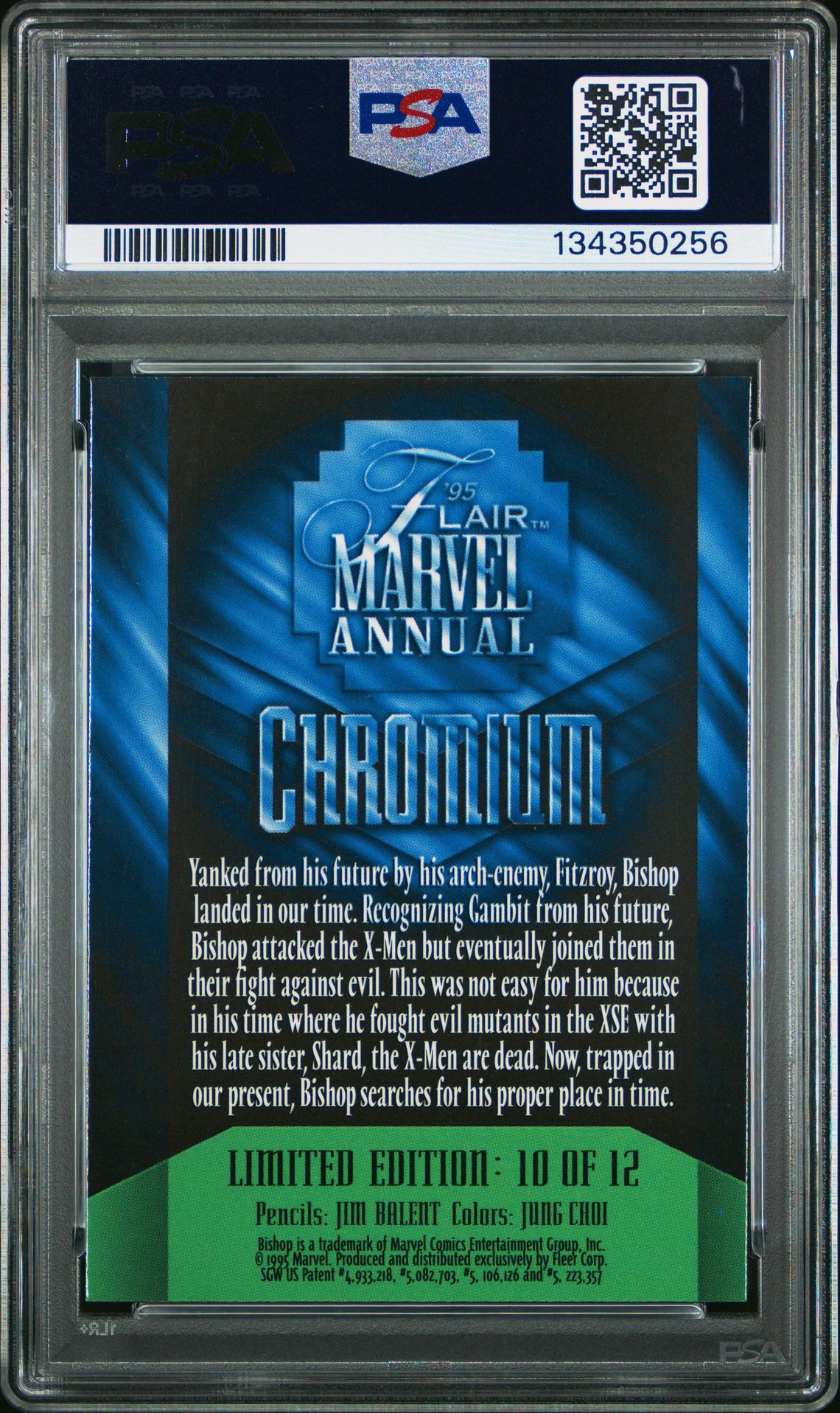 1995 Flair '95 Marvel Annual Chromium Bishop #10 (Marvel Annual Chromium) Nm-Mt 8 back