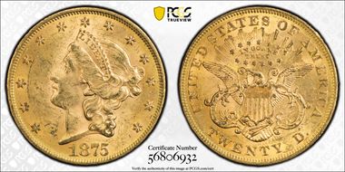 1875 $20 MS62
