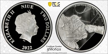 2022 $2 Mandalorian's Grogu First Strike PR70DCAM