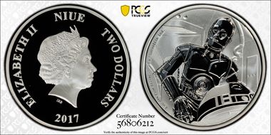 2017 $2 Star Wars -C3PO First Strike PR70DCAM