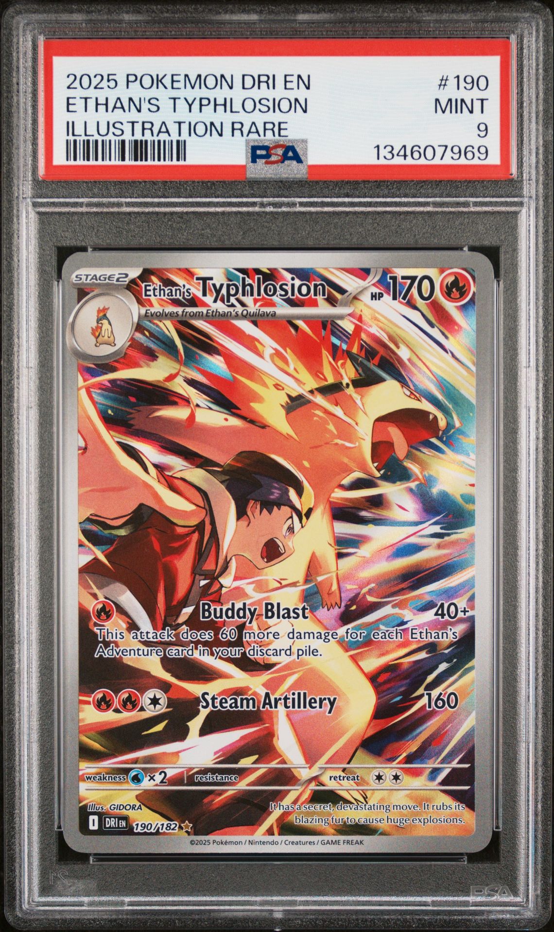 2025 Pokemon Dri En-Destined Rivals Ethan's Typhlosion #190 (Illustration Rare) Mint 9 front