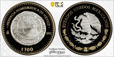 2013-Mo 100 P Carlos and Juana Coin Numismatic Heritage PL70