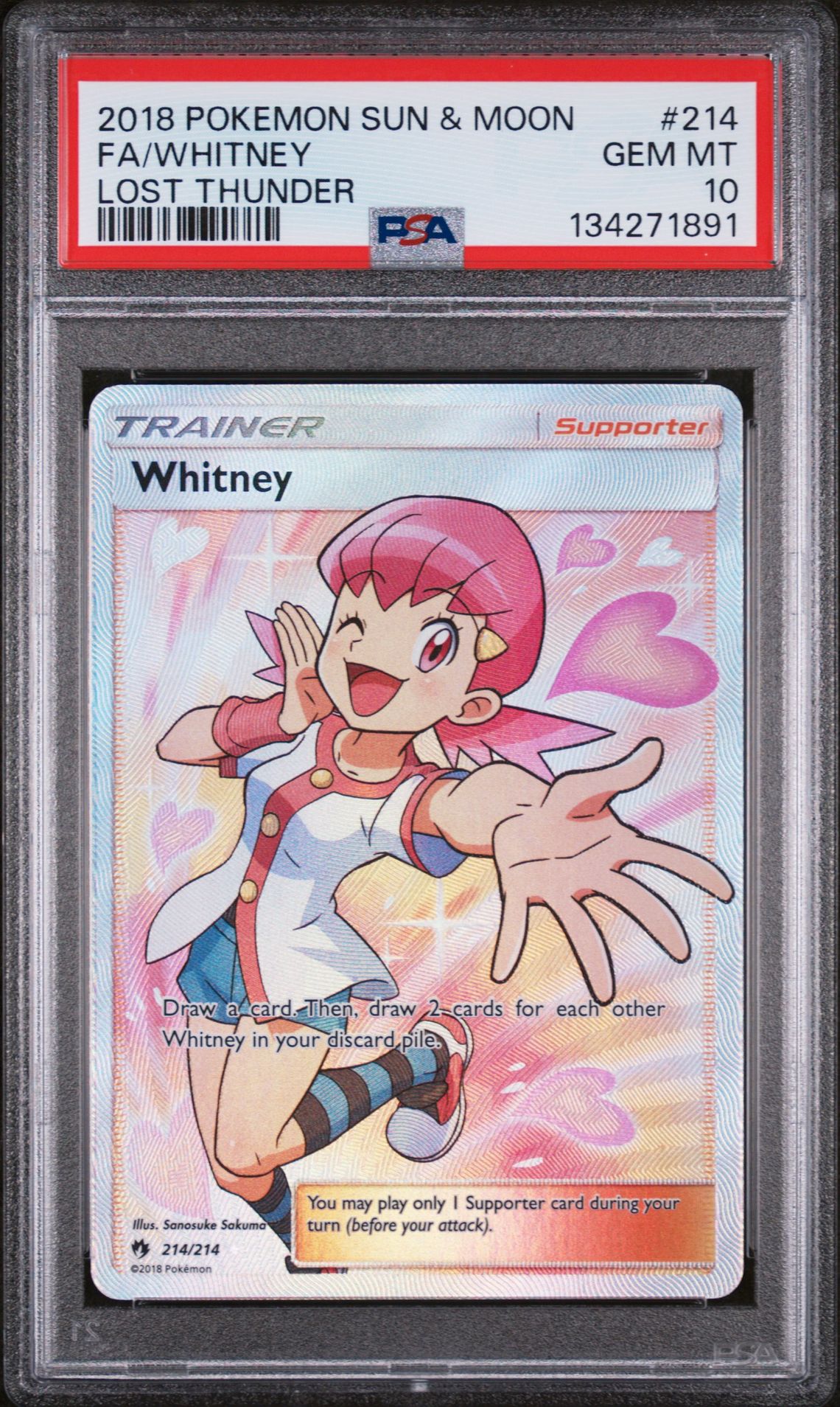 2018 Pokemon POKEMON SUN & MOON LOST THUNDER #214 Fa/Whitney front