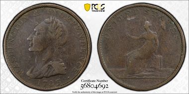 1783 Copper Washington Draped, Button N1BN