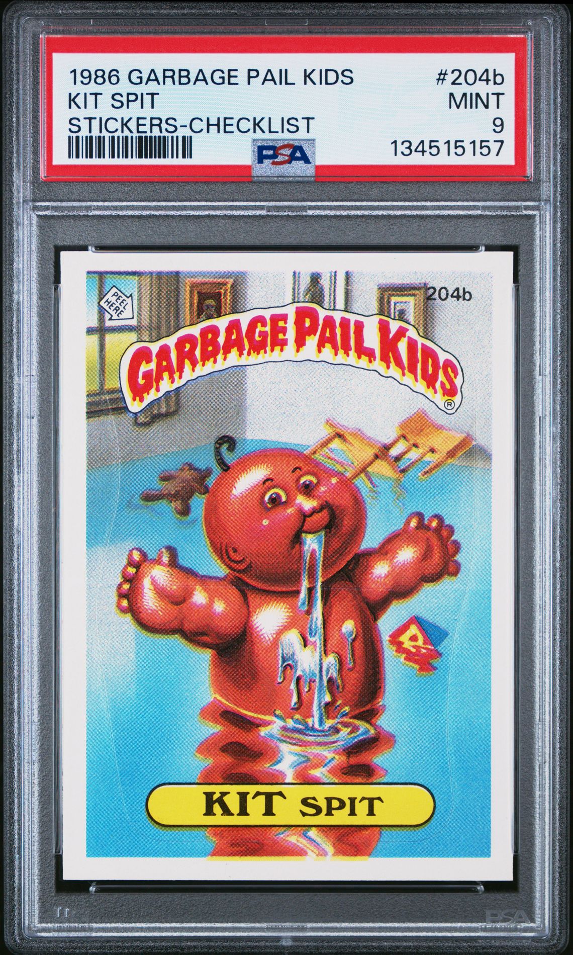 1986 Topps GARBAGE PAIL KIDS STICKERS CHECKLIST #204B Kit Spit front