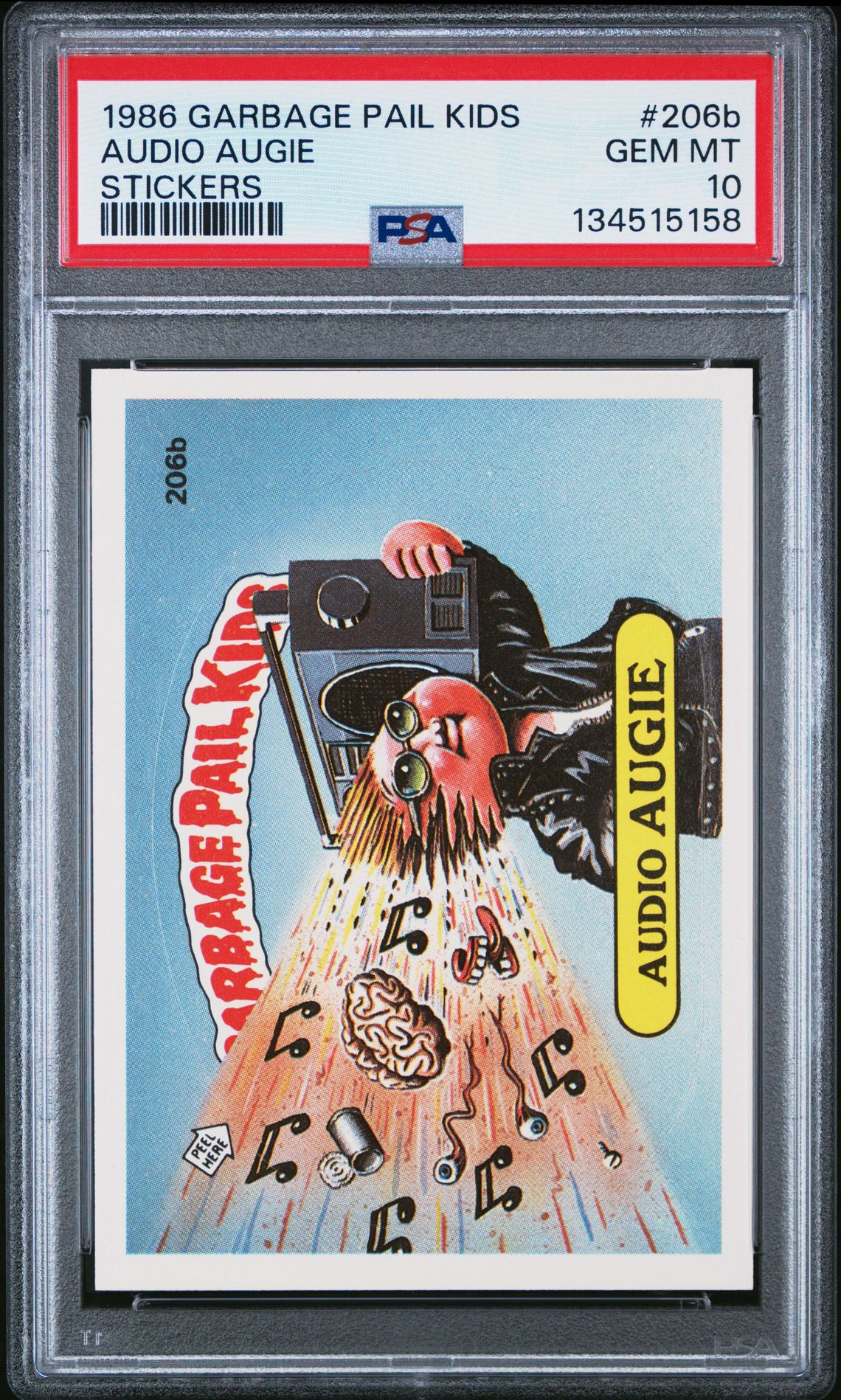 1986 Topps GARBAGE PAIL KIDS STICKERS #206B Audio Augie front