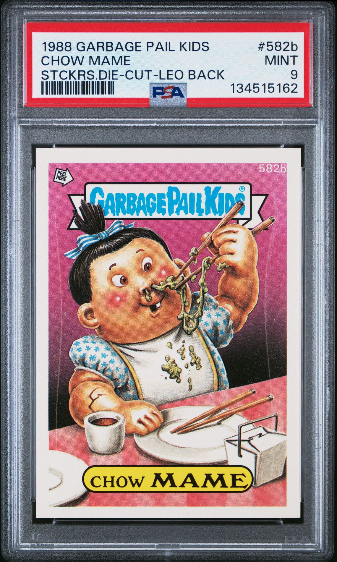 1988 Topps GARBAGE PAIL KIDS STICKERS STCKRS.DIE-CUT-LEO BACK #582B Chow Mame front