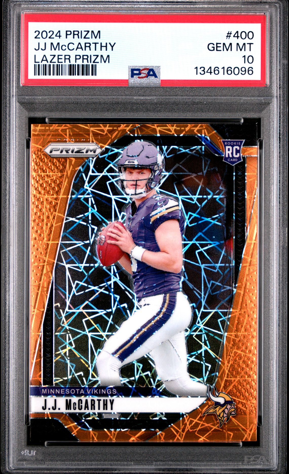 2024 Panini Prizm Jj Mccarthy #400 (Lazer Prizm) Gem Mt 10 front