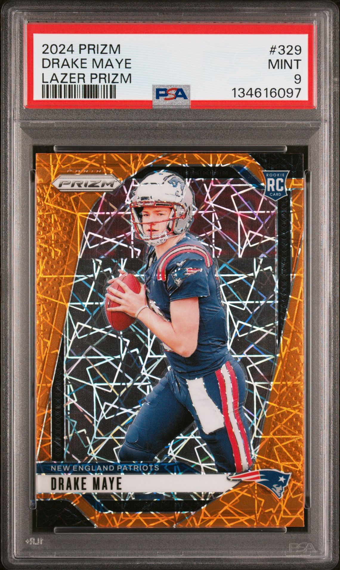 2024 Panini Prizm Drake Maye #329 (Lazer Prizm) Mint 9 front