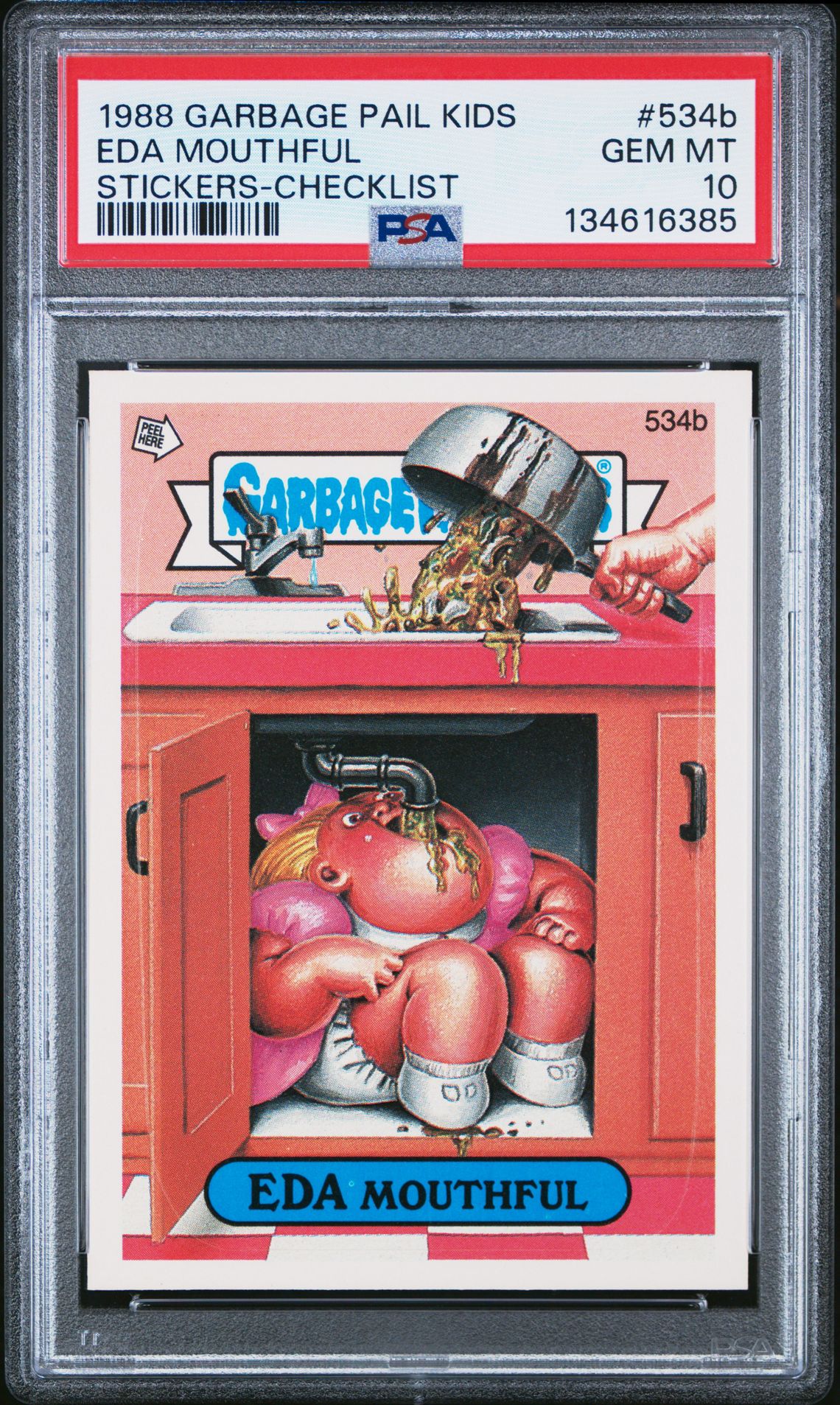 1988 Topps GARBAGE PAIL KIDS STICKERS STICKERS-CHECKLIST #534B Eda Mouthful front