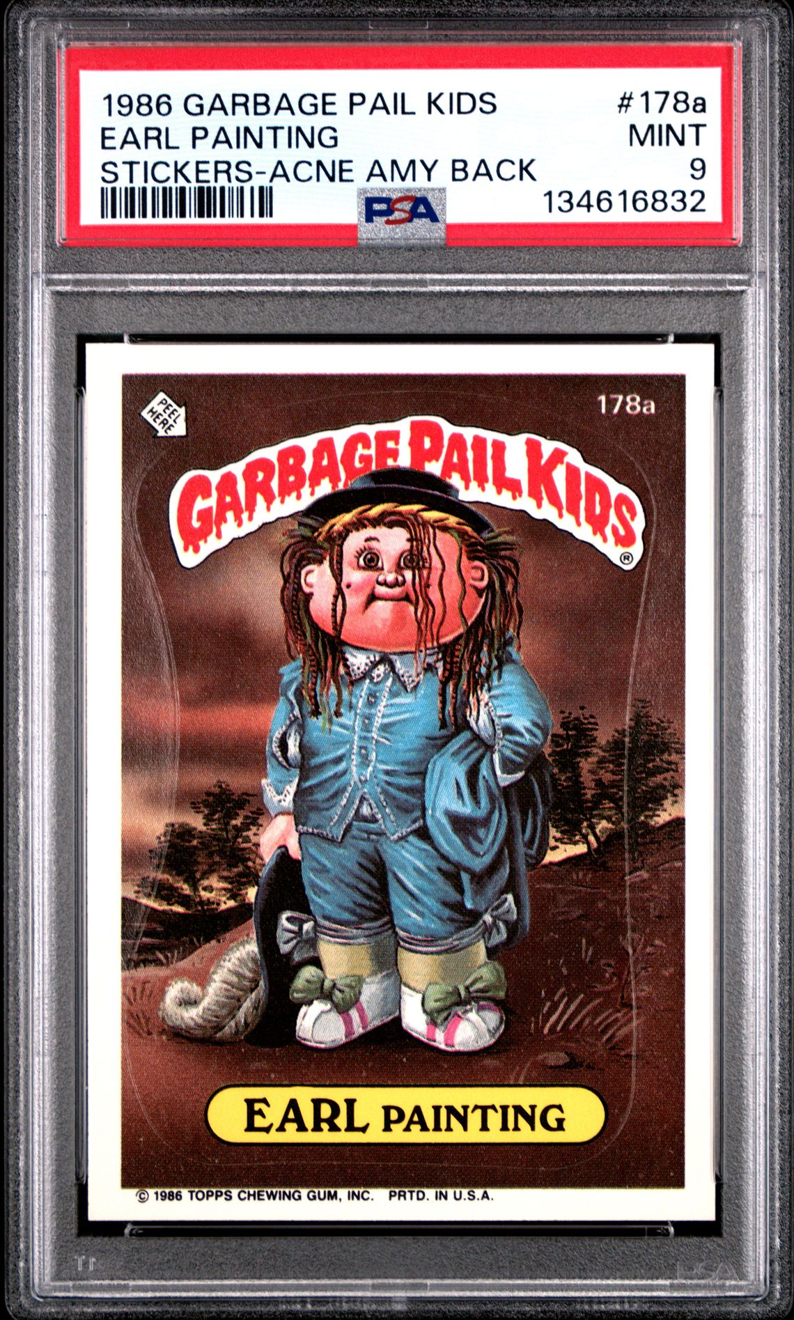 1986 Topps GARBAGE PAIL KIDS STICKERS STICKERS-ACNE AMY BACK #178A Earl Painting front