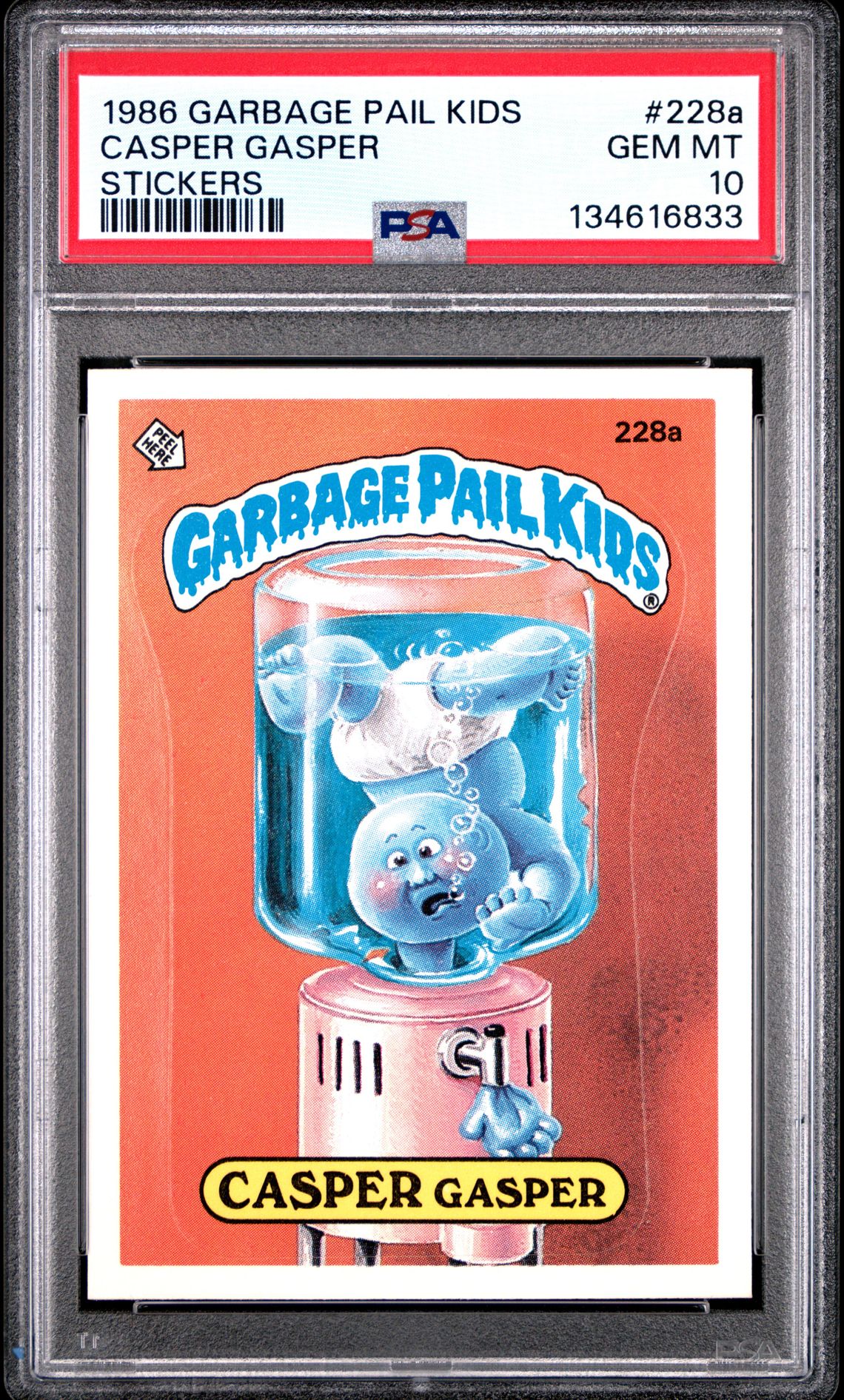 1986 Topps GARBAGE PAIL KIDS STICKERS #228A Casper Gasper front