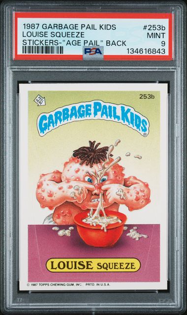 1987 Garbage Pail Kids Garbage Pail Kids Series 7 Age Pail Back #253B Louise Squeeze front