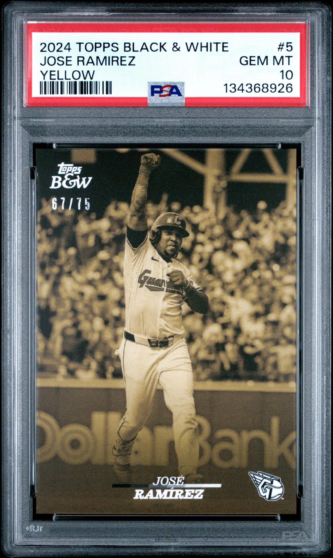 2024 Topps TOPPS BLACK AND WHITE YELLOW #5 Jose Ramirez front