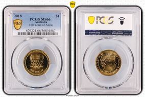 2018 $1 100 Years of Anzac MS66
