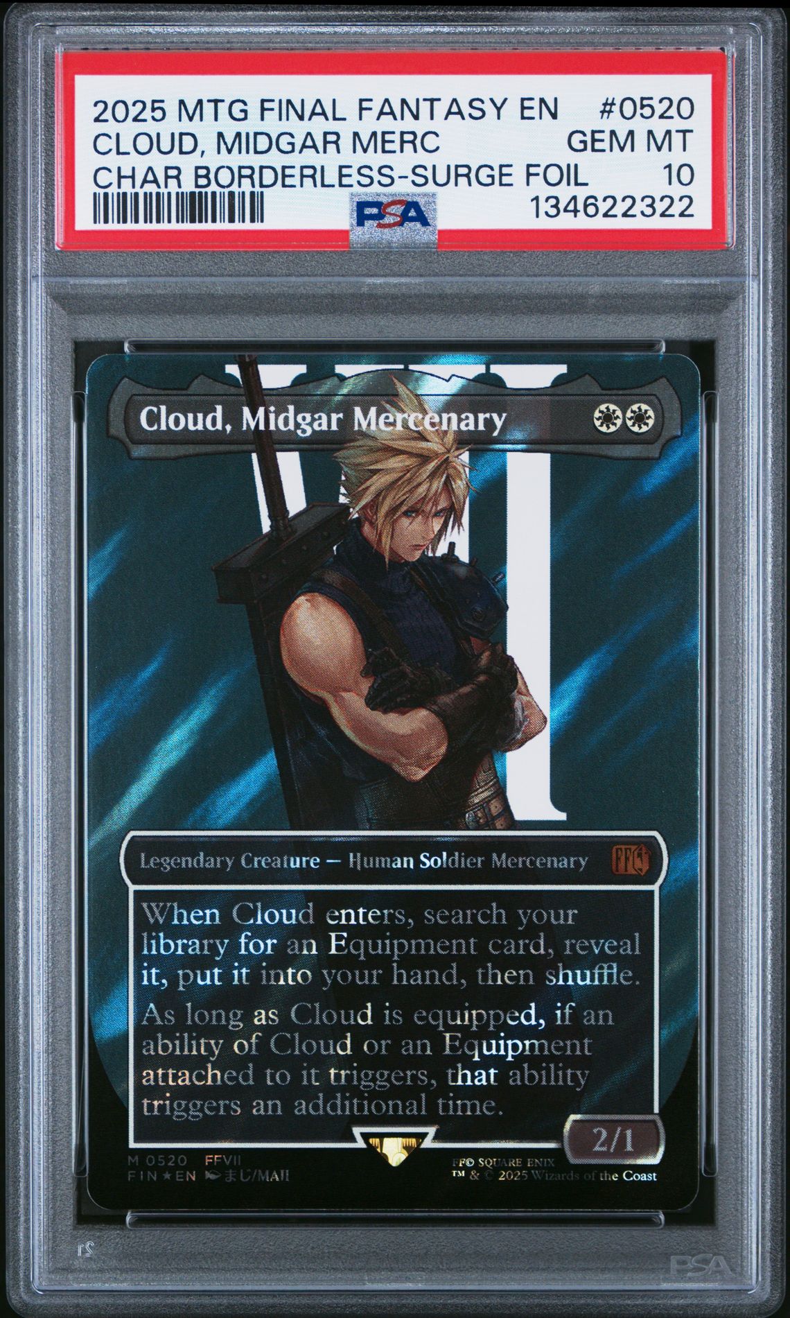 2025 MTG MAGIC THE GATHERING FINAL FANTASY CHAR BORDERLESS-SURGE FOIL #0520 Cloud, Midgar Merc front