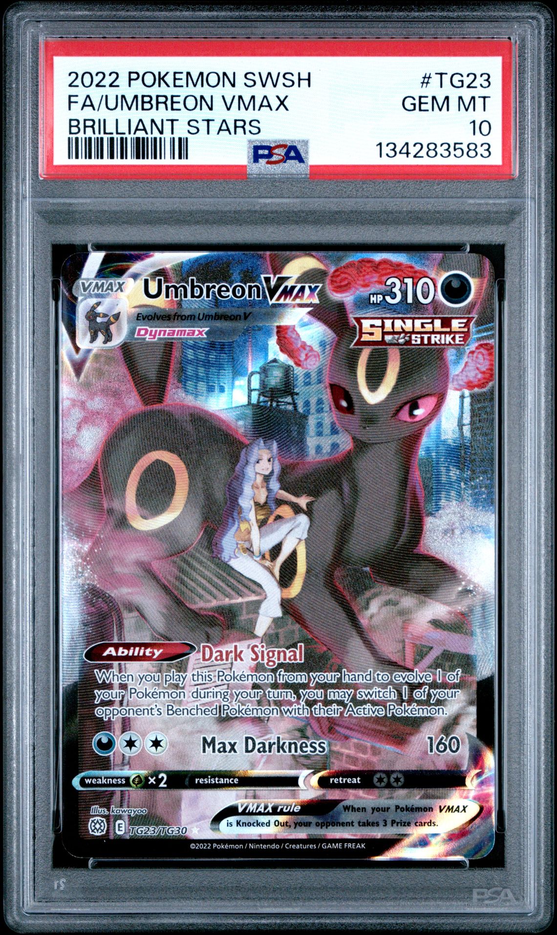 2022 Pokemon Sword & Shield Brilliant Stars Fa/Umbreon Vmax #Tg23 (Brilliant Stars) Gem Mt 10 front