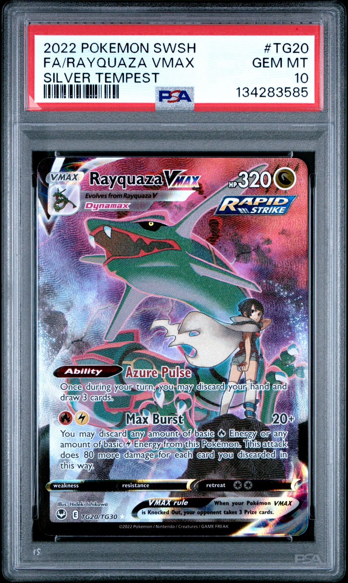 2022 Pokemon Sword & Shield Silver Tempest Fa/Rayquaza Vmax #Tg20 (Silver Tempest) Gem Mt 10 front