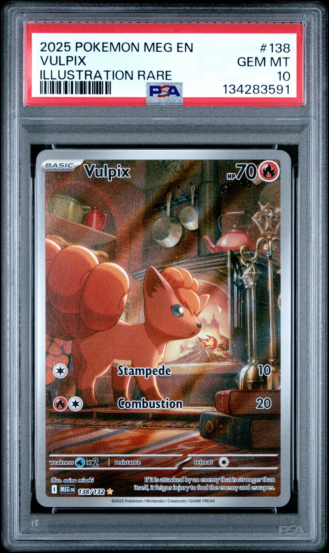 2025 Pokemon Meg En-Mega Evolution Vulpix #138 (Illustration Rare) Gem Mt 10 front