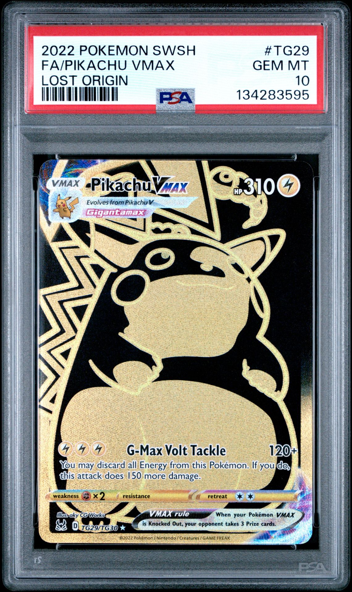 2022 Pokemon Sword & Shield Lost Origin Fa/Pikachu Vmax #Tg29 (Lost Origin) Gem Mt 10 front