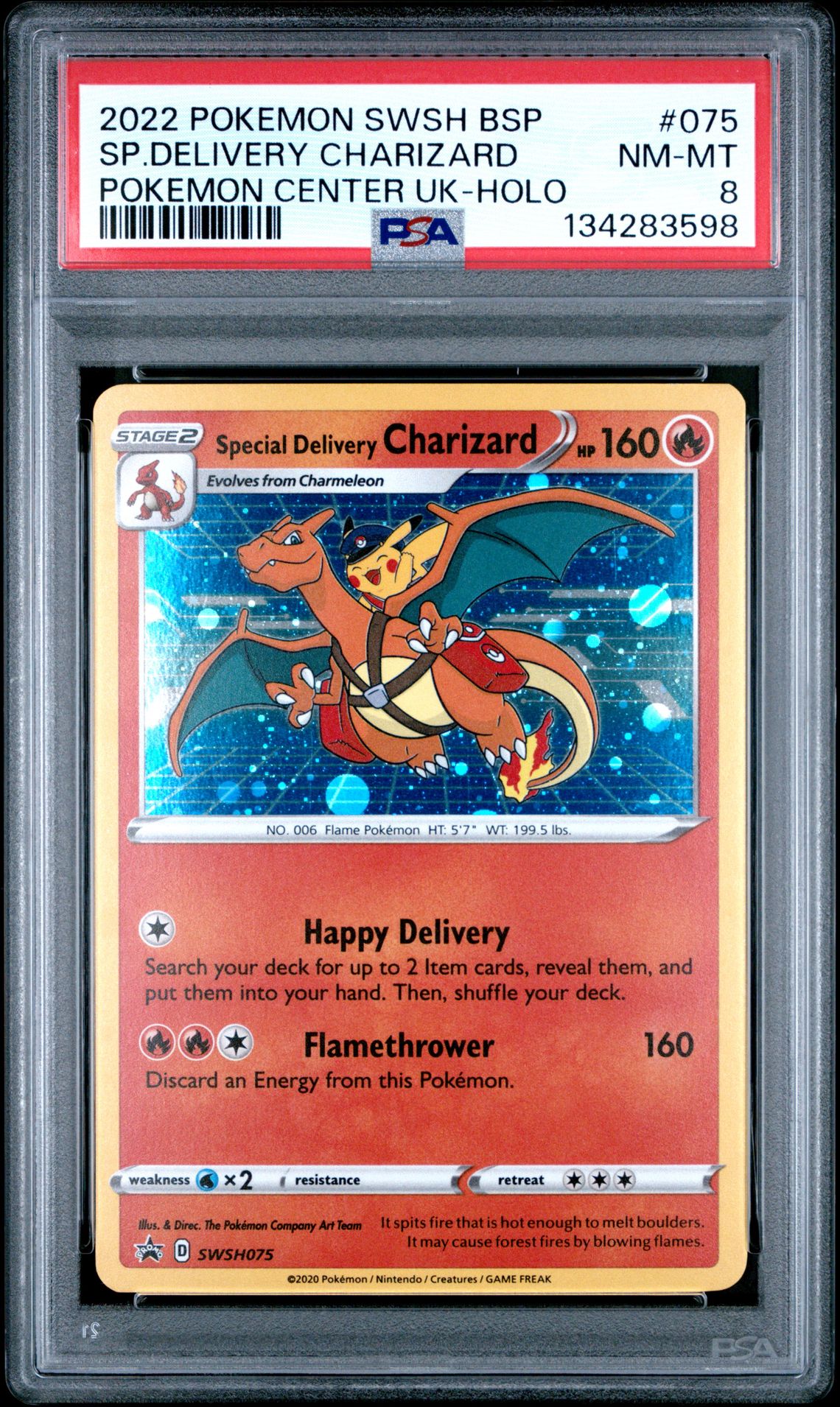 2022 Pokemon Swsh Black Star Promo Sp.delivery Charizard #075 (Pokemon Center Uk-Holo) Nm-Mt 8 front