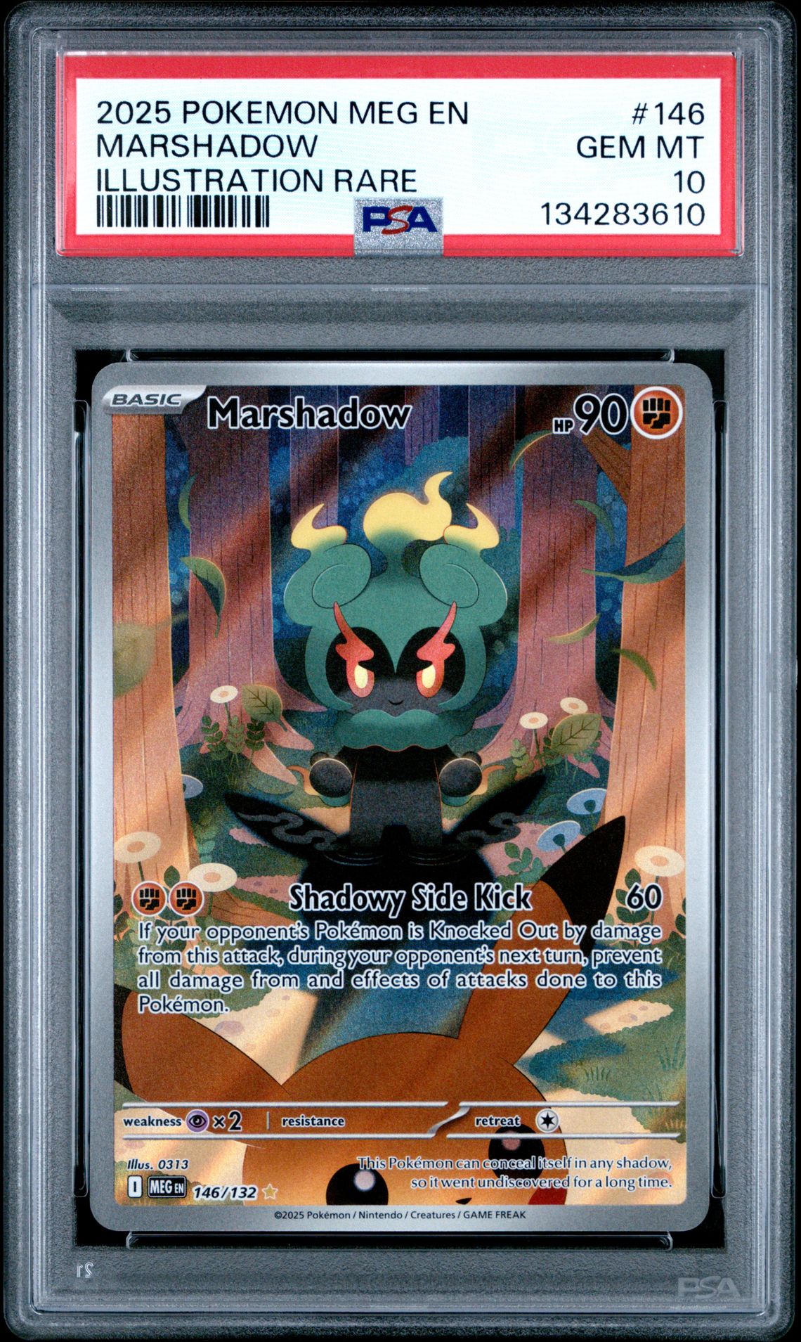 2025 Pokemon Meg En-Mega Evolution Marshadow #146 (Illustration Rare) Gem Mt 10 front