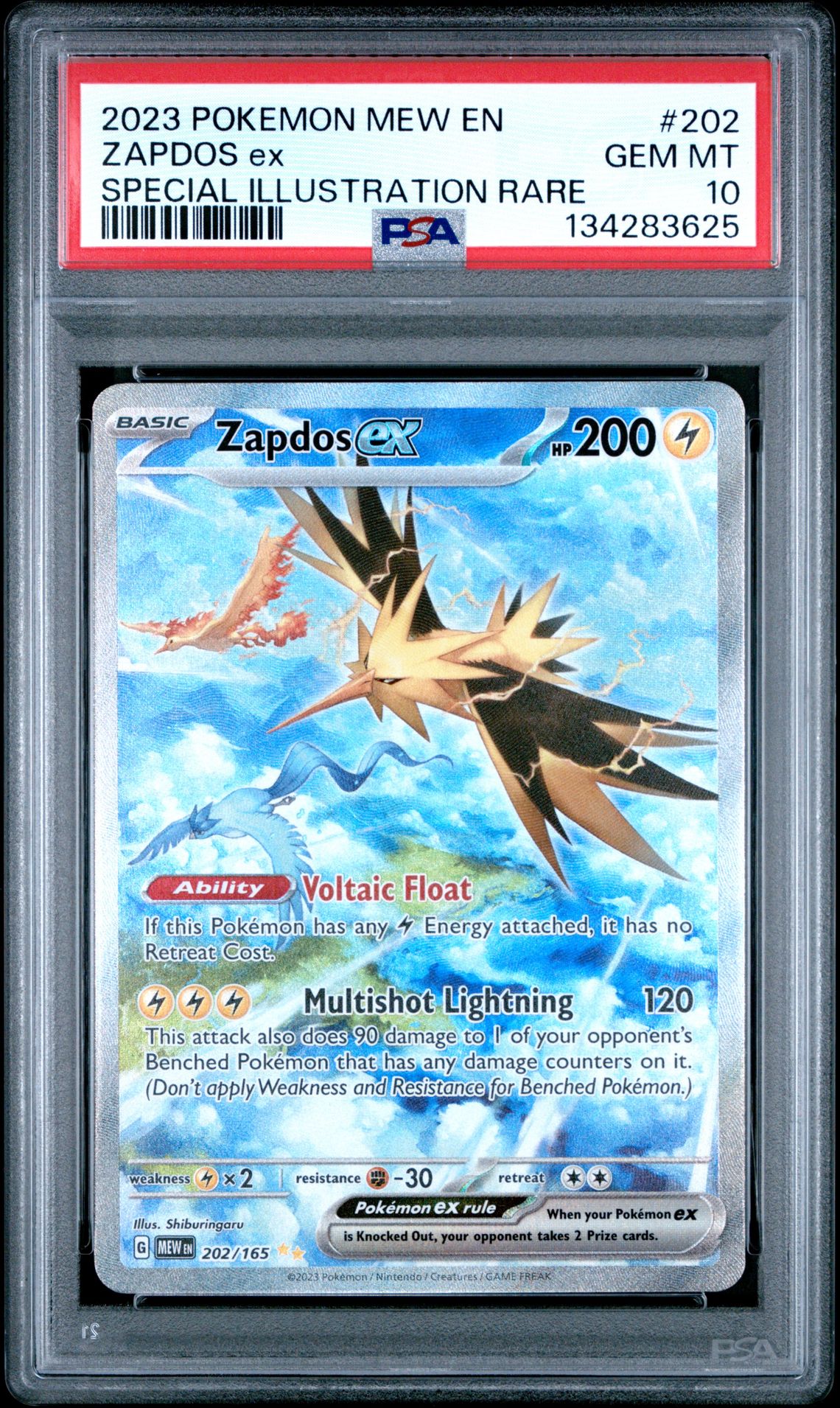 2023 Pokemon Mew En-151 Zapdos Ex #202 (Special Illustration Rare) Gem Mt 10 front