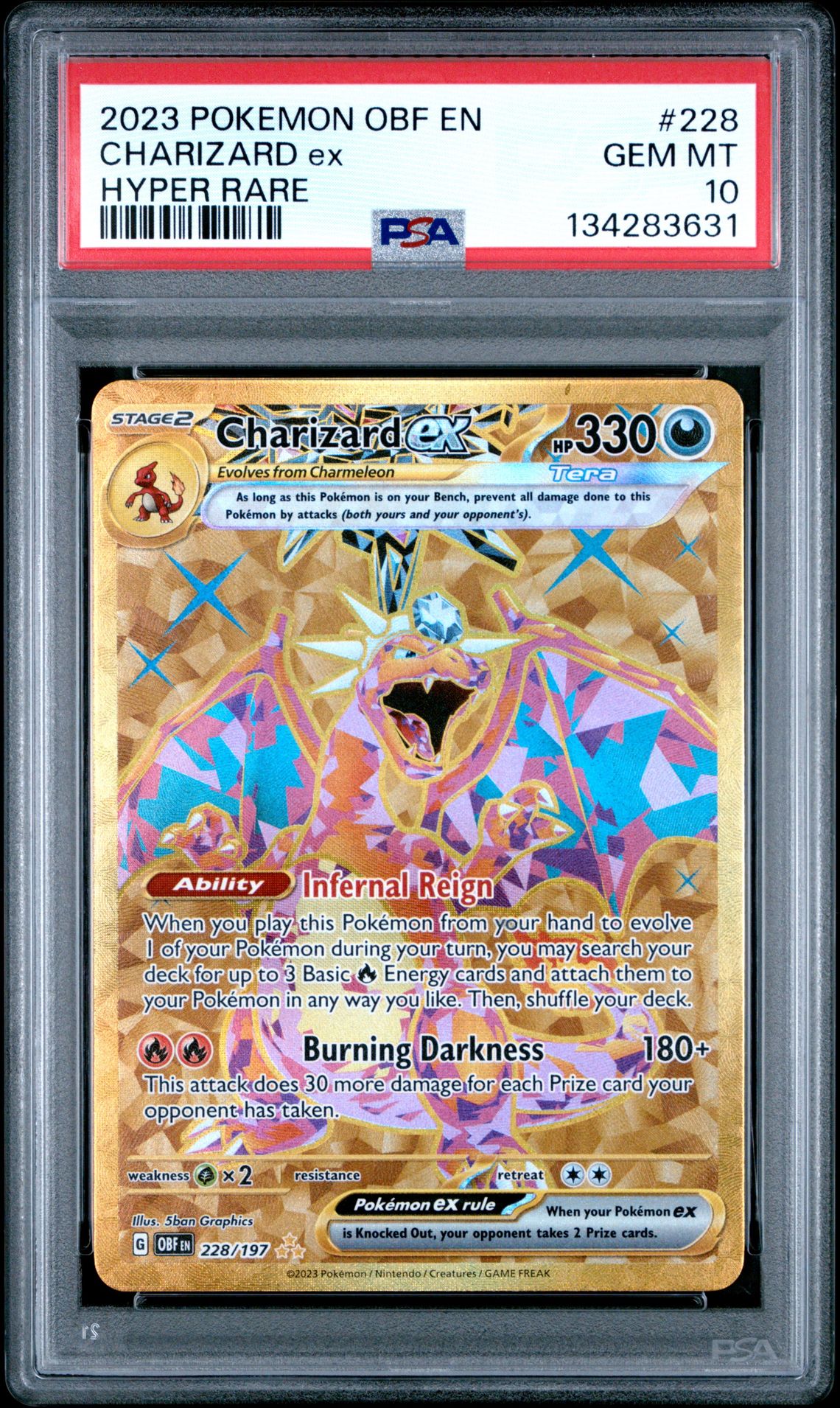 2023 Pokemon Obf En-Obsidian Flames Charizard Ex #228 (Hyper Rare) Gem Mt 10 front