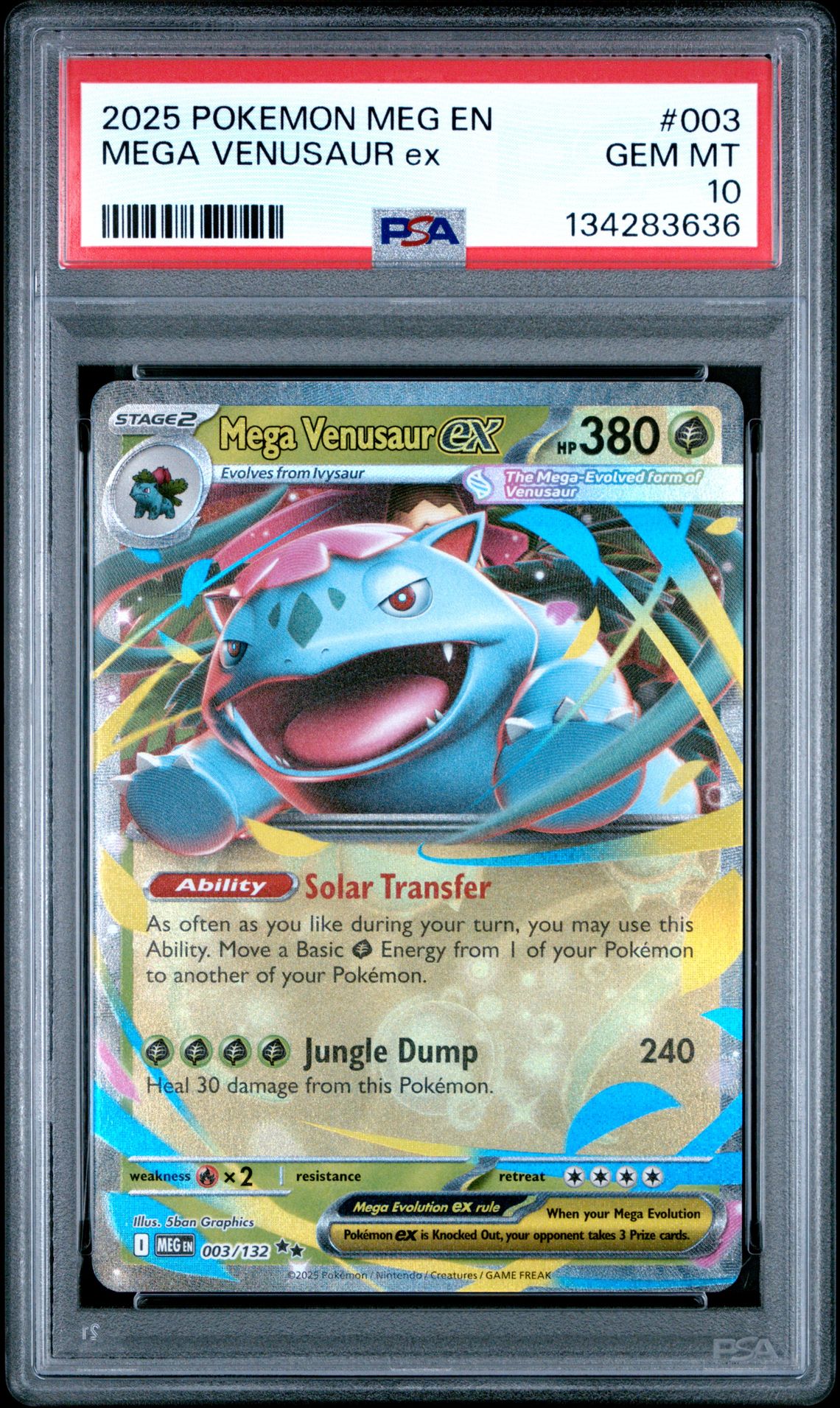 2025 Pokemon Meg En-Mega Evolution Mega Venusaur Ex #003 Gem Mt 10 front