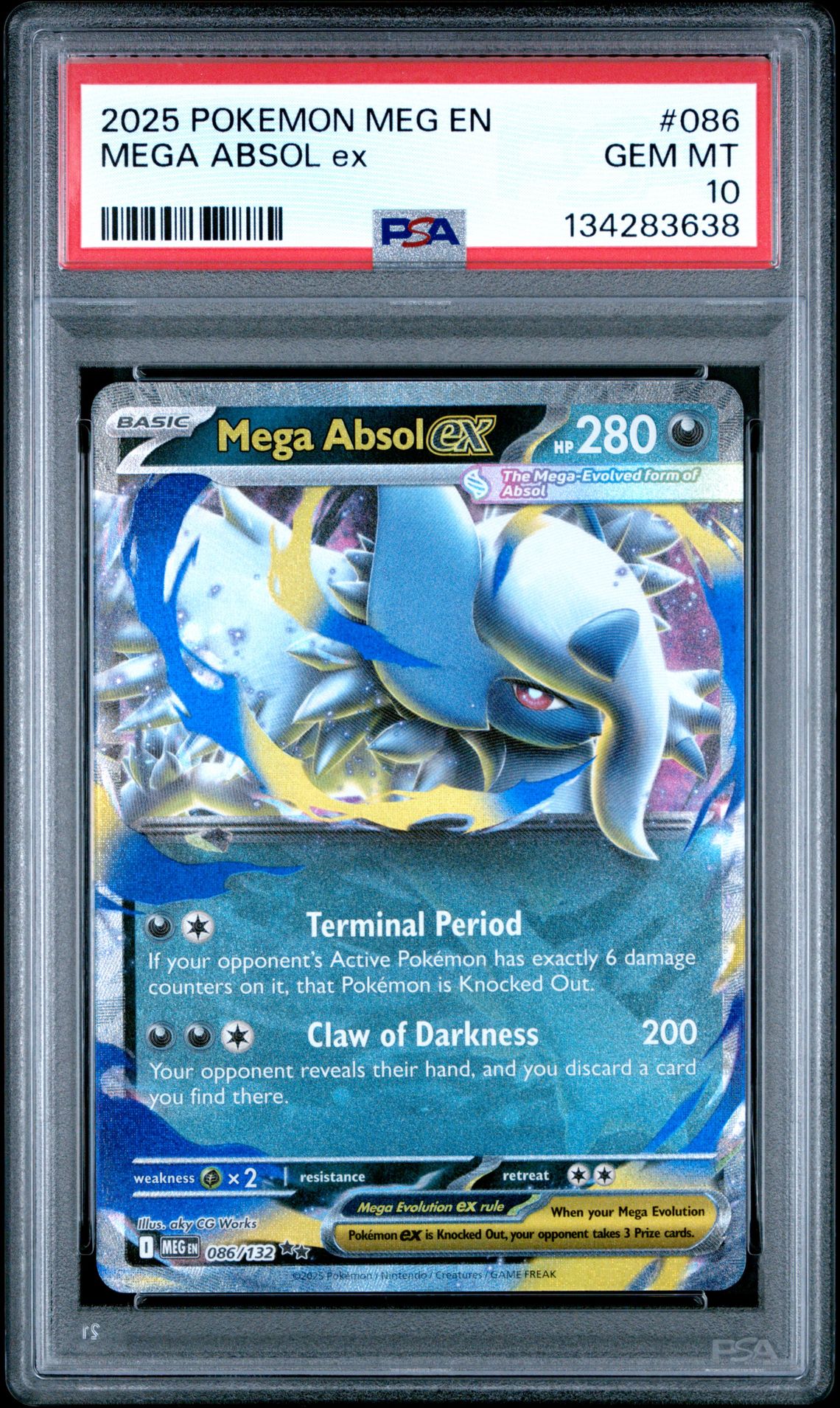 2025 Pokemon Meg En-Mega Evolution Mega Absol Ex #086 Gem Mt 10 front