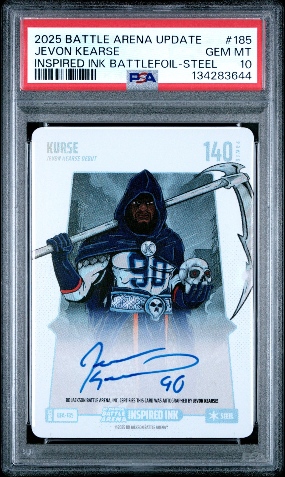 2025 Bo Jackson Battle Arena Update Inspired Ink Battlefoil Jevon Kearse #185 (Inspired Ink Battlefoil-Steel) Gem Mt 10 front