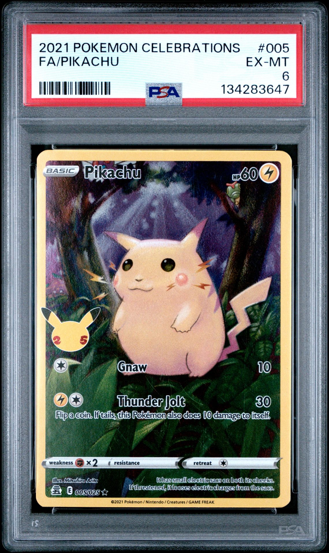2021 Pokemon Celebrations Fa/Pikachu #005 Ex-Mt 6 front