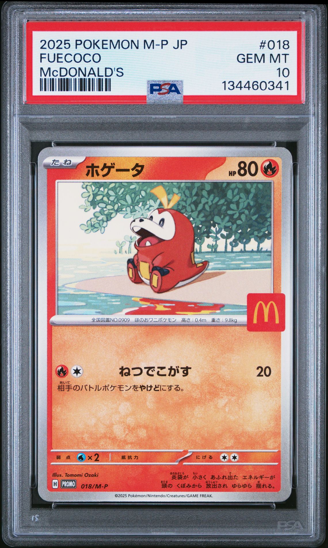 2025 Pokemon Japanese M-P Promo Fuecoco #018 (Mcdonald's) Gem Mt 10 front