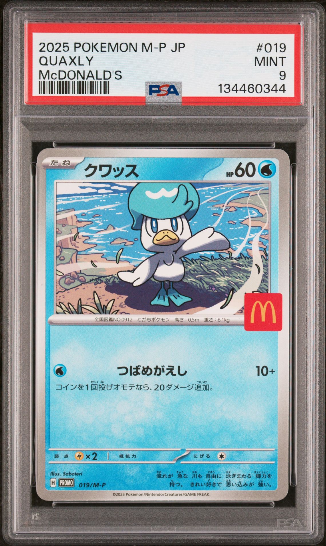 2025 Pokemon Japanese M-P Promo Quaxly #019 (Mcdonald's) Mint 9 front