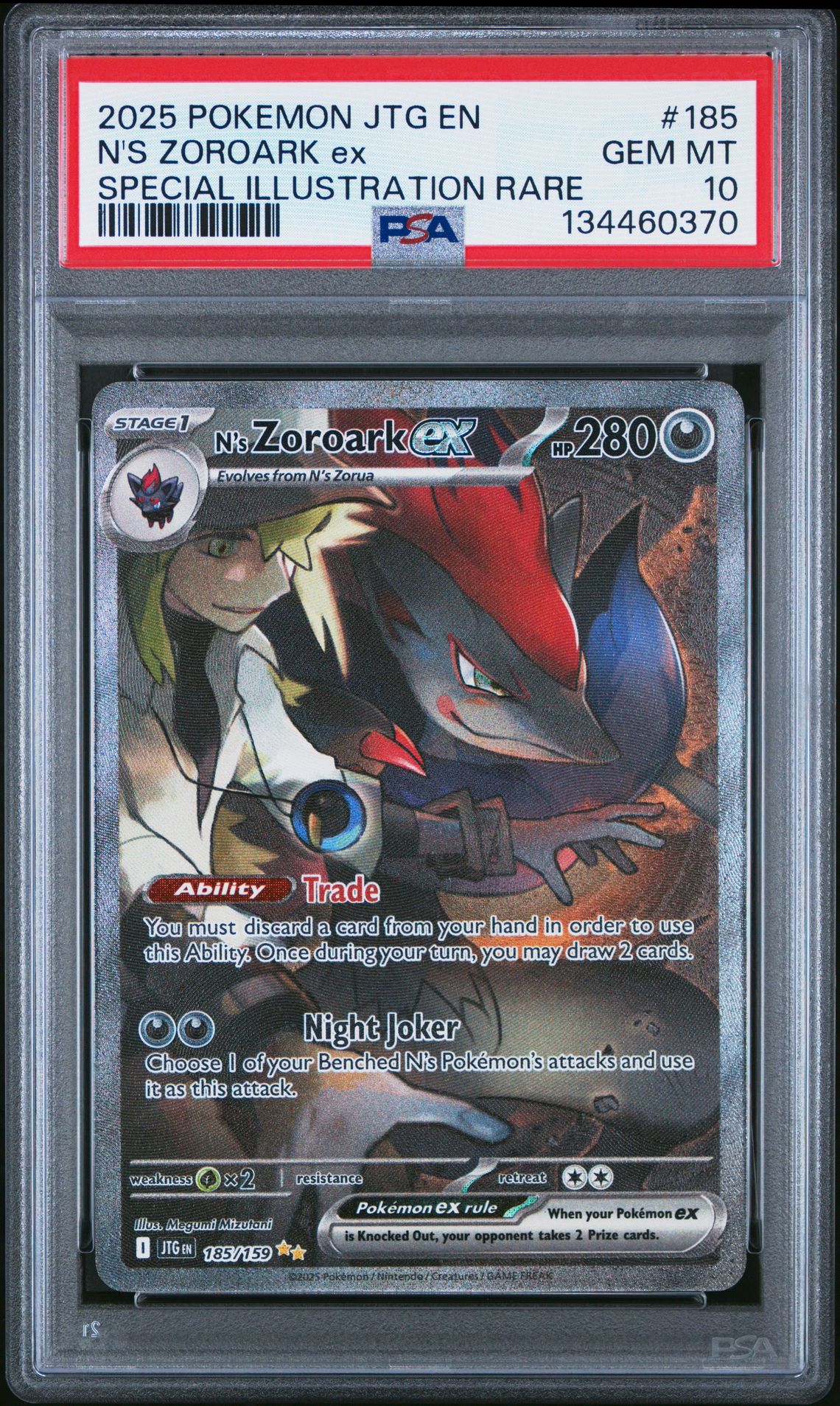 2025 Pokemon Jtg En-Journey Together N's Zoroark Ex #185 (Special Illustration Rare) Gem Mt 10 front