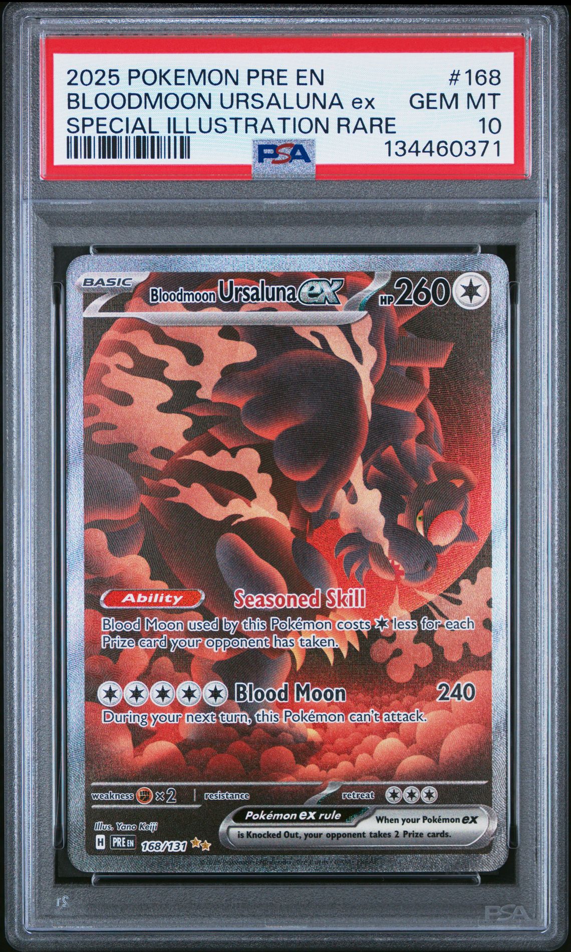 2025 Pokemon Pre En-Prismatic Evolutions Bloodmoon Ursaluna Ex #168 (Special Illustration Rare) Gem Mt 10 front