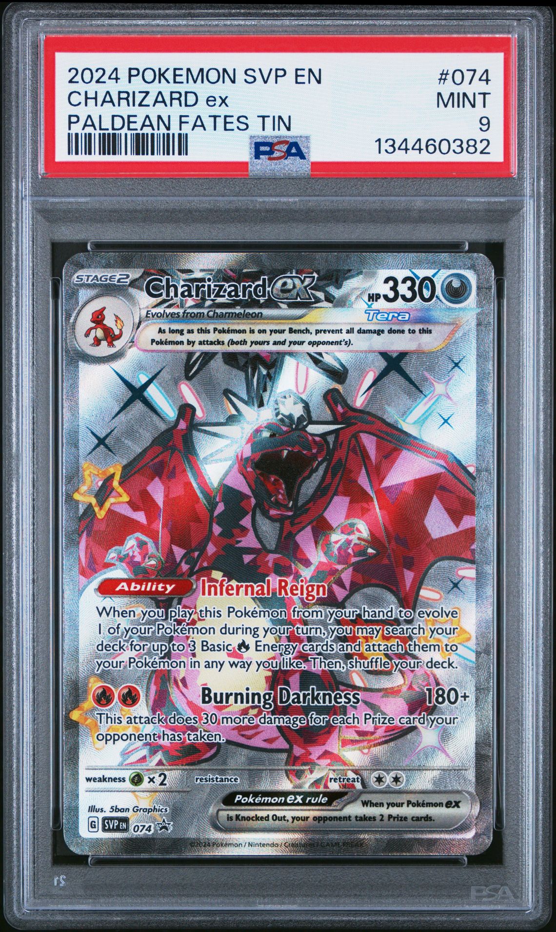 2024 Pokemon Svp En-Sv Black Star Promo Charizard Ex #074 (Paldean Fates Tin) Mint 9 front