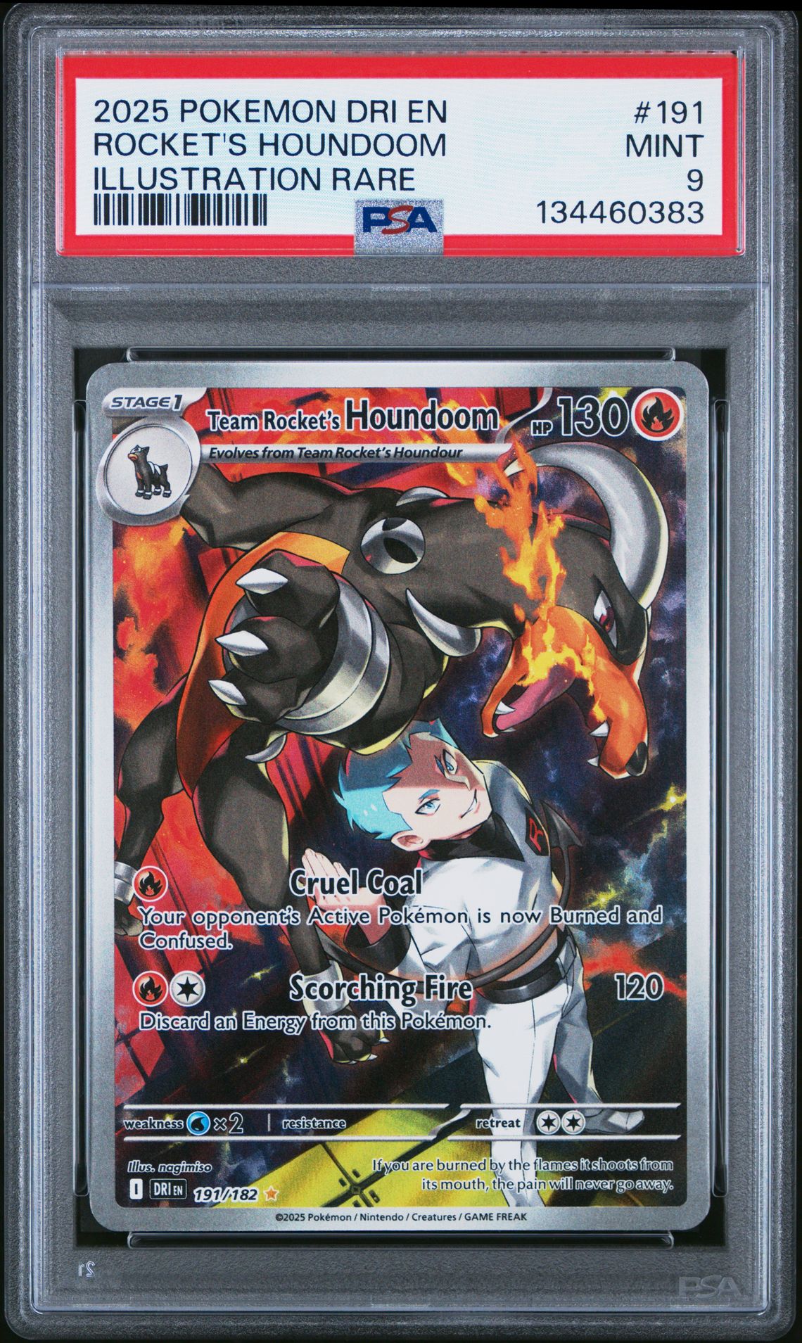 2025 Pokemon Dri En-Destined Rivals Rocket's Houndoom #191 (Illustration Rare) Mint 9 front