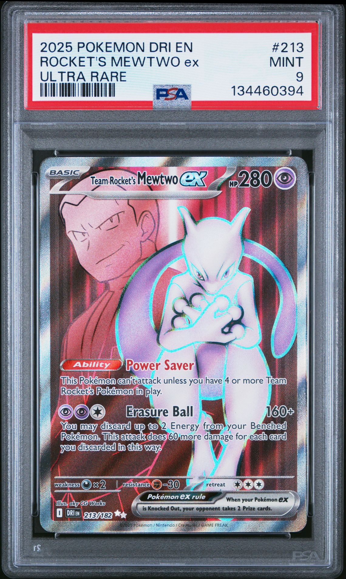 2025 Pokemon Dri En-Destined Rivals Rocket's Mewtwo Ex #213 (Ultra Rare) Mint 9 front